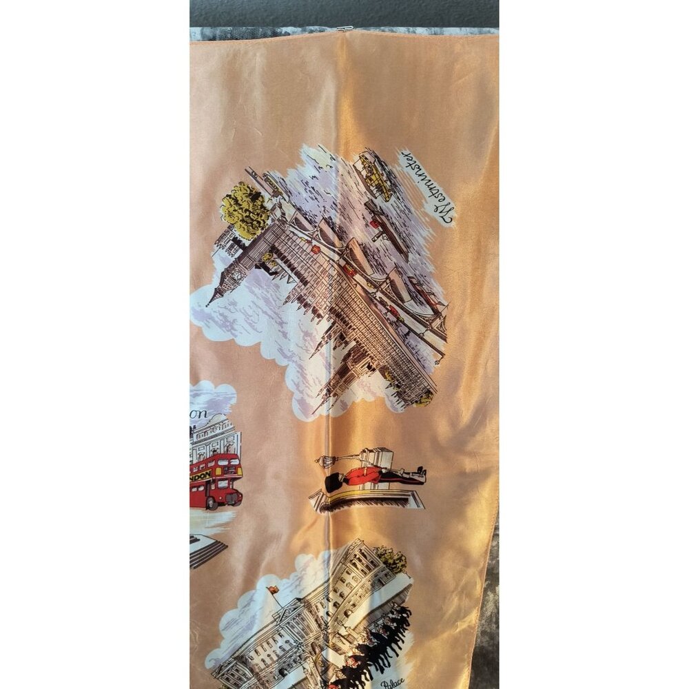 Vintage Peach London Scarf With Iconic Landmarks Print - Picture 3 of 10